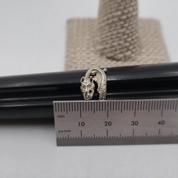 Size 10 Sterling Silver Dragon Rustic Band Ring A3630 - Picture 8 of 9